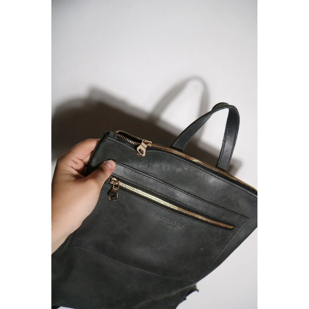 Parker Clay Miramar Full Grain Leather Backpack Black Neutral Casual Minimalist